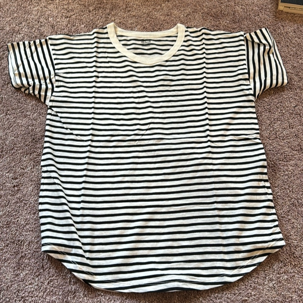 Madewell Whisper Cotton Rib-Crewneck Tee in Bridgewater Stripe - Picture 4 of 4